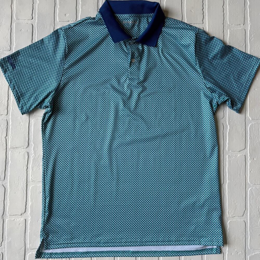 Bonobos Men's Golf Performance Polo Short Sleeve Shirt Sail Boat Pattern sz L